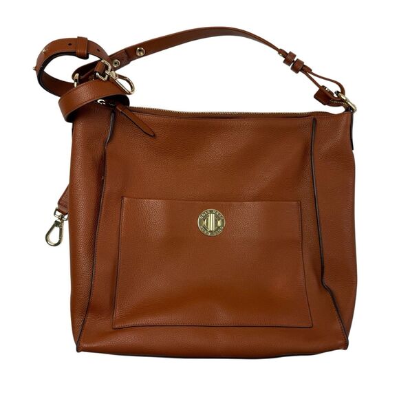 Cole Haan Turnlock Shoulder Bag Grandseries Leather Purse Crossbody Strap Brown - Picture 1 of 16